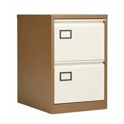 Bisley 2 Drawer Contract Steel Filing Cabinet - Coffee Cream - AOC2C/C