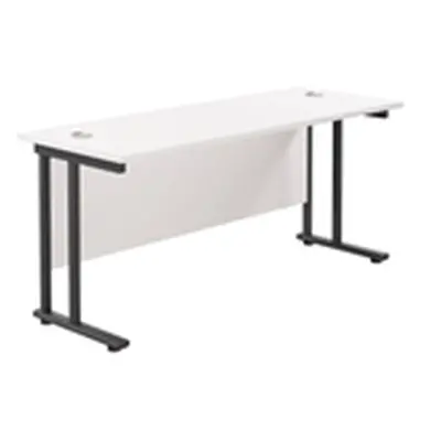 1600x600 Twin Upright Rectangular Desk White-Black