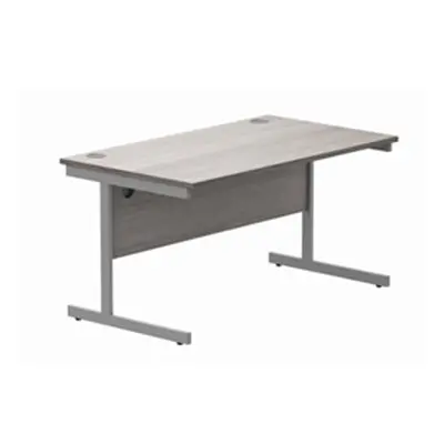 Office Rectangular Desk Single Cantilever 1400X800 Grey Oak/Silver