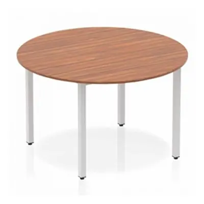 Impulse Circle Table 1200 Walnut Box Frame Leg Silver - BF00199