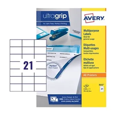 Avery Ultragrip Multipurpose Labels 70x42.3mm White (2100 Pack)