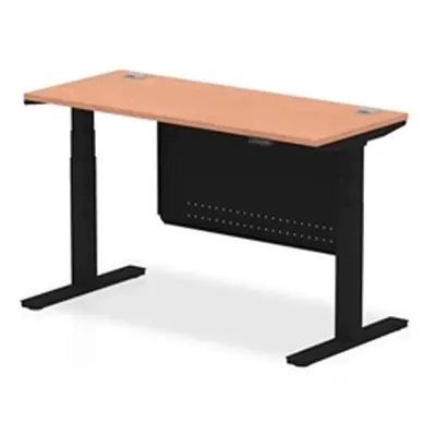 Air 1400x600 Height Adjustable Desk Beech CP Black Leg Modesty Panel