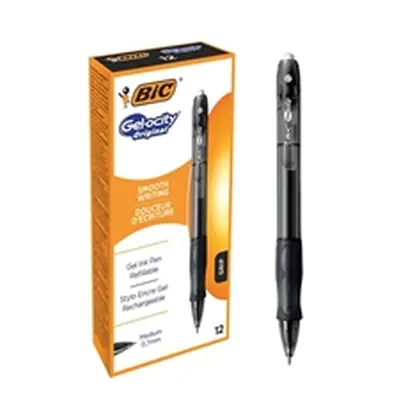 Bic Gel-ocity Original Gel Pen Retractable Medium Black (12 Pack)