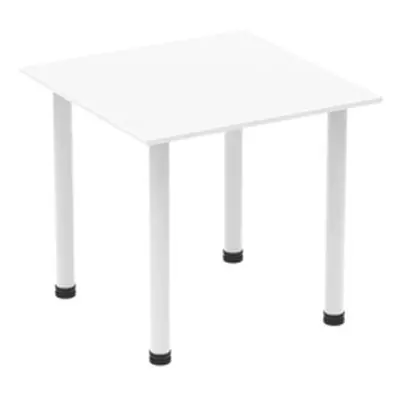 Impulse 800mm Square Table White Top White Post Leg