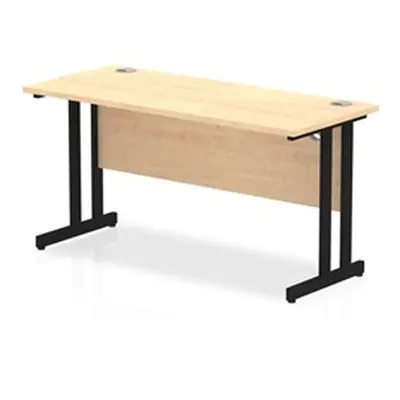 Impulse 1400 x 600mm Straight Desk Maple Top Black Cantilever Leg