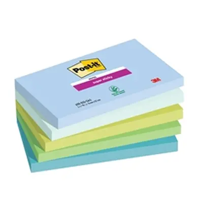 Post-it® Super Sticky Notes Oasis 76mm x 127mm Pk5