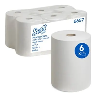 Scott 1-Ply Slimroll Hand Towel Roll White (Pack of 6) 6657