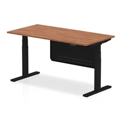 Air 1600x800 Height Adjustable Desk Walnut Black Leg Modesty Panel