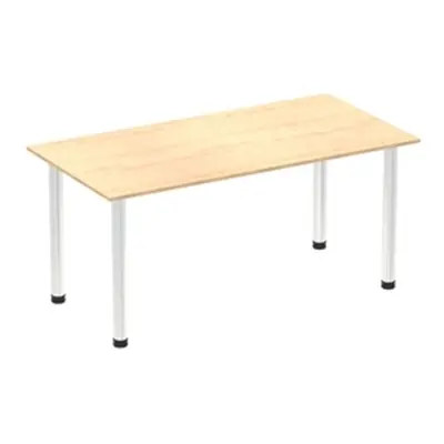 Impulse 1600mm Straight Table Maple Top Chrome Post Leg