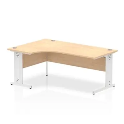 Impulse 1800mm Left Crescent Desk Maple Top White Cable Managed Leg