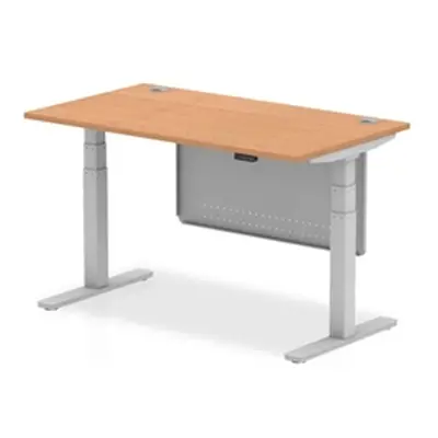 Air 1400x800 Height Adjustable Desk Oak CP Silver Leg Modesty Panel