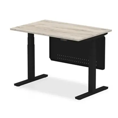 Air 1200x800 Height Adjustable Desk Grey Oak Black Leg Modesty Panel