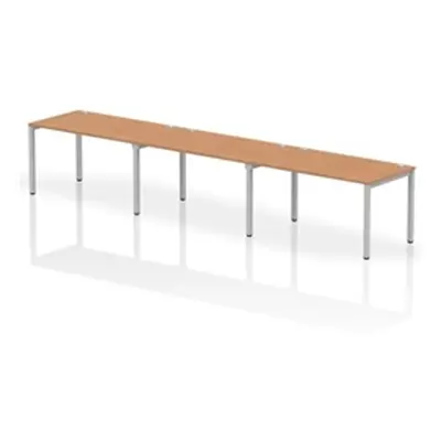 Impulse Bench Single Row 3 Person 1400 Silver Frame Bench Desk Oak