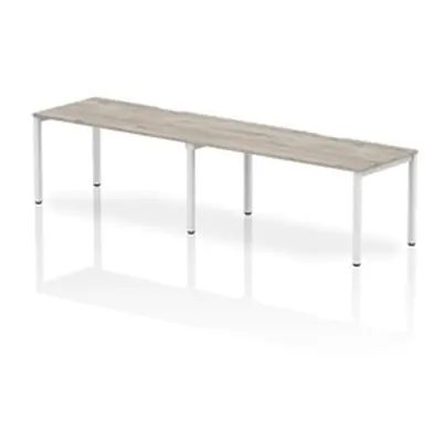 Evolve Plus 1600mm Single Row 2 Person Desk Grey Oak Top White Frame