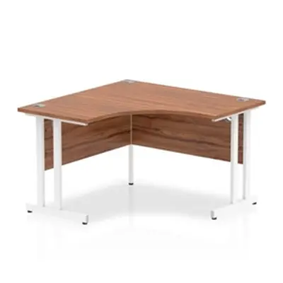 Impulse 1200mm Corner Desk Walnut Top White Cantilever Leg