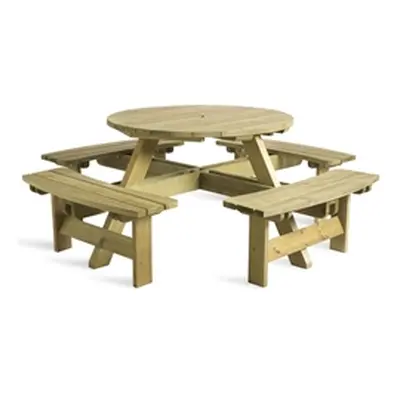 King Picnic Bench Spruce Wood - 8 Seater Round