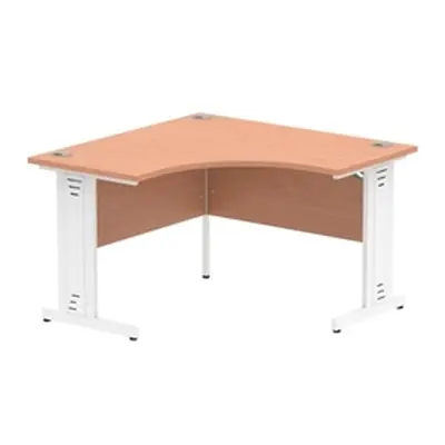 Impulse 1200mm Corner Desk Beech Top White Cable Managed Leg