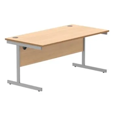 Office Rectangular Desk Steel Single Cantilever 1600X800 Beech/Silver