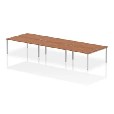 Impulse Bench B2B 6 Person 1600 Silver Frame Office Bench Desk Walnut