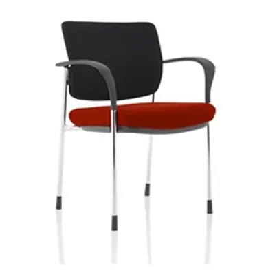 Brunswick Deluxe Black Fabric Back Chrome Frame Seat Chilli With Arms