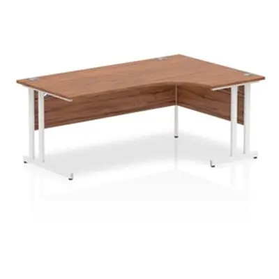 Impulse 1800mm Right Crescent Desk Walnut Top White Cantilever Leg