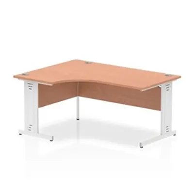 Impulse 1600mm Right Crescent Desk Oak Top White Cable Managed Leg