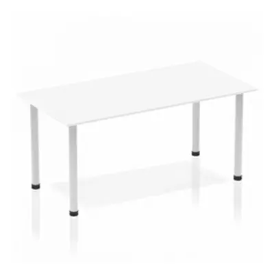 Impulse Straight Table 1600 White Post Leg Silver - BF00174