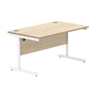 Office Rectangular Desk Steel Single Cantilever 1400X800 Oak/White