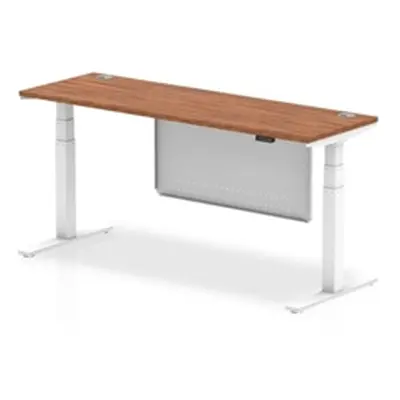 Air 1800x600 Height Adjustable Desk Walnut CP White Leg Modesty Panel