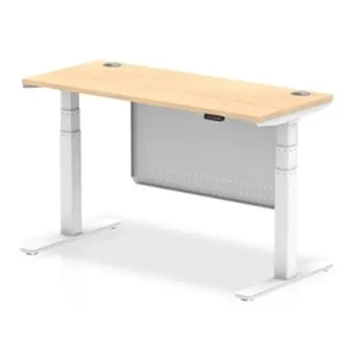 Air 1400x600 Height Adjustable Desk Maple CP White Leg Modesty Panel