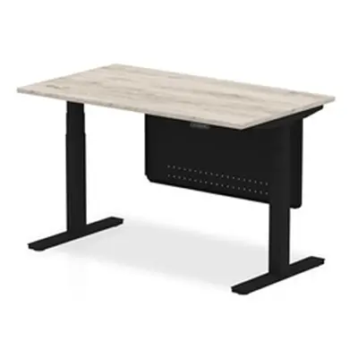 Air 1400x800 Height Adjustable Desk Grey Oak Black Leg Modesty Panel