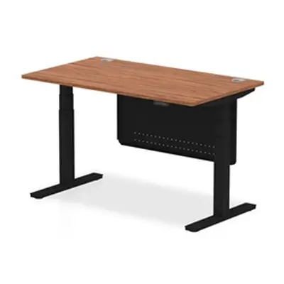 Air 1400x800 Height Adjustable Desk Walnut CP Black Leg Modesty Panel