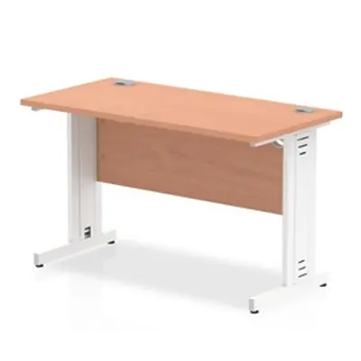 Impulse 1200 x 600mm Straight Desk Beech Top White Cable Managed Leg