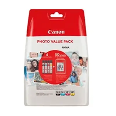 Canon CLI-581 Inkjet Cartridges + Photo Paper Plus Glossy II CMYK