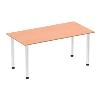 Impulse 1600mm Straight Table Beech Top Chrome Post Leg