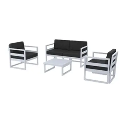 Mykonos Lounge Set - Silver Grey - Black Cushions