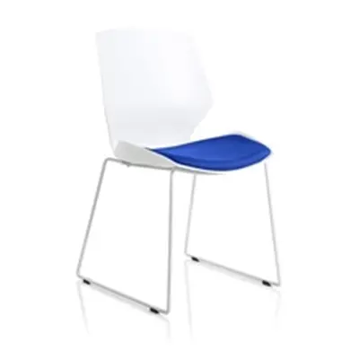 Florence Sled White Frame Bespoke Stevia Blue Fabric Visitor Chair