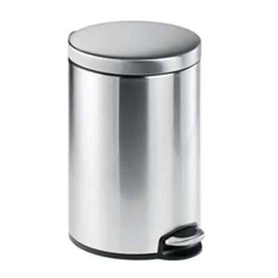 Durable Round Stainless Steel Pedal Bin 12 Litre Silver 340123