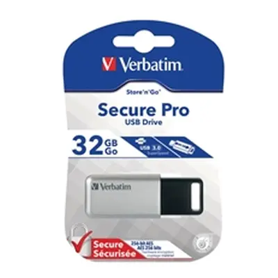 Verbatim Silver/Black Secure Pro USB 3.0 Flash Drive 32GB 98665