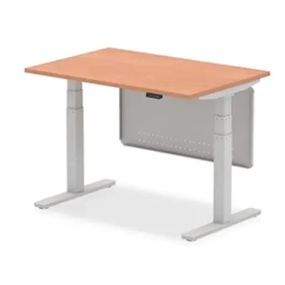 Air 1200x800 Height Adjustable Desk Beech Silver Leg Modesty Panel