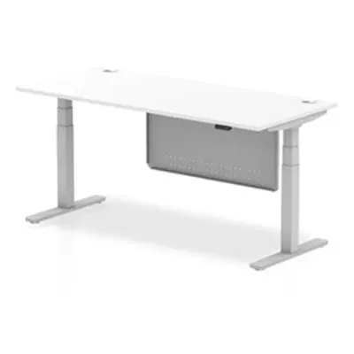 Air 1800x800 Height Adjustable Desk White CP Silver Leg Modesty Panel