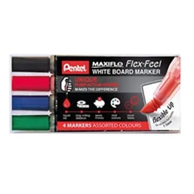 Pentel Maxiflo Flex-Feel Whiteboard Marker Assorted (Pack of 4)