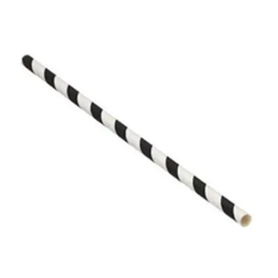 Paper Straw 200mm x 6mm Black/White Striped (Pack of 5000) D22033