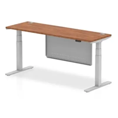 Air 1800x600 Height Adjustable Desk Walnut CP Silver Leg Modesty Panel