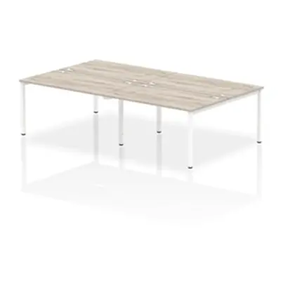 Impulse Bench B2B 4 Person 1400 White Frame Office Bench Desk Grey Oak