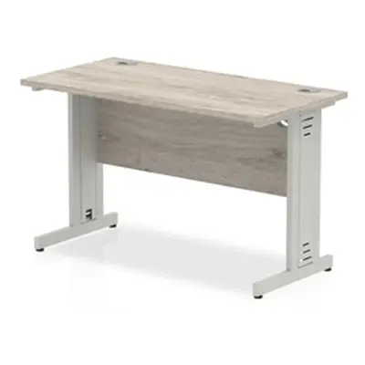 Impulse 1200x600mm Straight Desk Grey Oak Top Silver Cable Managed Leg