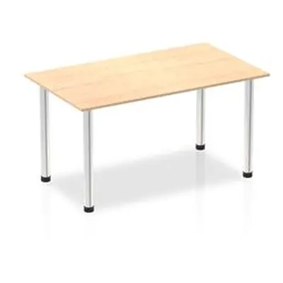 Impulse 1400mm Straight Table Maple Top Chrome Post Leg