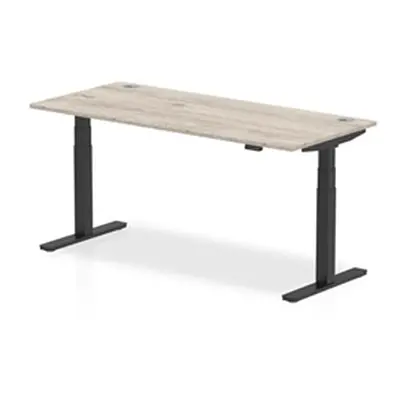 Air 1800x800mm Height Adjustable Desk Grey Oak Cable Ports Black Leg