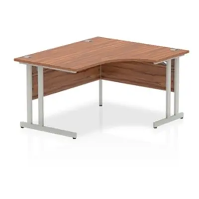 Impulse 1400mm Right Crescent Desk Walnut Top Silver Cantilever Leg