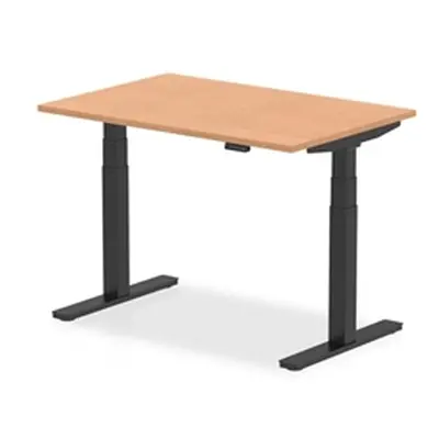 Air 1200 x 800mm Height Adjustable Desk Oak Top Black Leg